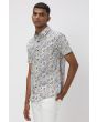 Off White & Multi Digital Print Slim Fit Casual Shirt