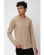 Beige Textured Plain Popcorn T-Shirt