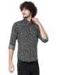 Black & White Floral Print Slim Fit Casual Shirt