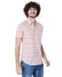 Pastel Pink & White Resort Print Slim Fit Casual Shirt