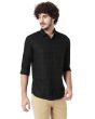 Black Textured Dobby Slim Fit Casual Shirt