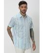 Light Green & Blue Printed Stripe Shirt