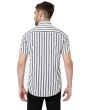 White & Black Peached Stripe Slim Fit Casual Shirt