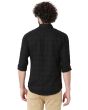 Black Textured Dobby Slim Fit Casual Shirt