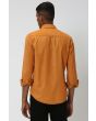 Mustard Textured Plain Corduroy Shirt