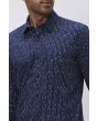 NAVY BLUE & WHITE NARROW STRIPE SLIM FIT CASUAL SHIRT