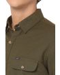 Olive Cotton Linen Military Slim Fit Casual Shirt