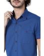 Blue Cotton Linen Slim Fit Casual Shirt