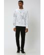 White Abstract Print Loopback Sweatshirt