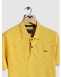 YELLOW GEOMETRIC PRINT SLIM FIT PIQUE POLO