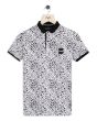 White & Black Houndstooth Print Polo