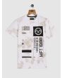 White & Beige Graphic Print T-Shirt