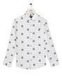 White & Black Graphic Check Slim Fit Casual Shirt