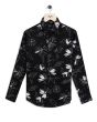 Black & White Floral Print Slim Fit Casual Shirt