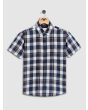 Mid Blue & Red Large Check Slim Fit Casual Shirt