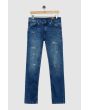 Dark Indigo Blue Super Slim Fit Distressed Stretch Jeans