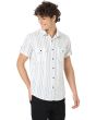 White & Black Stitch Stripe Slim Fit Casual Shirt