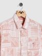 Peach & White Abstract Print Slim Fit Casual Shirt