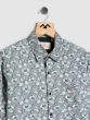 Grey & White Floral Print Slim Fit Casual Shirt