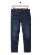 Dark Blue Ankle Length Knitted Stretch Jeans