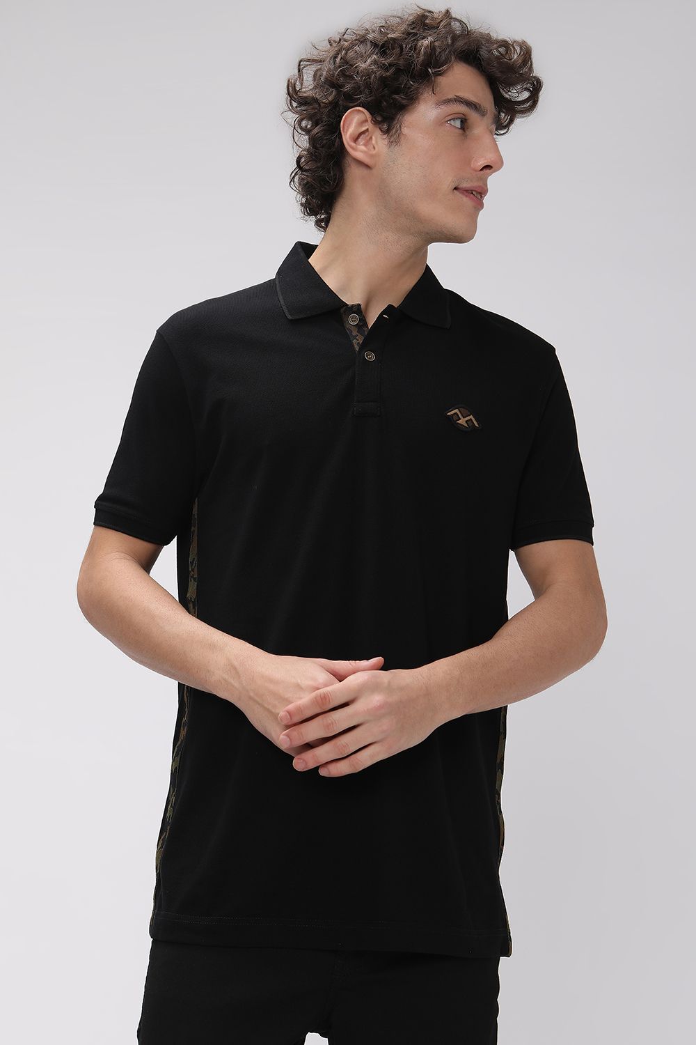 Burberry mens black polo clearance