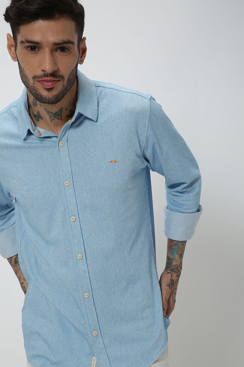Blue & White Pin Stripe Shirt