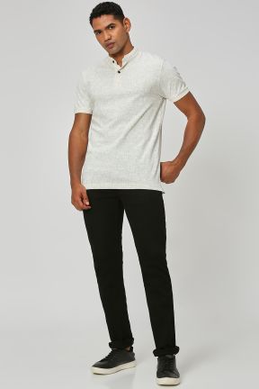 Off White & Grey Logo Print Slub Pique T-Shirt