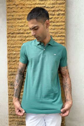 Green Textured Polo T-Shirt
